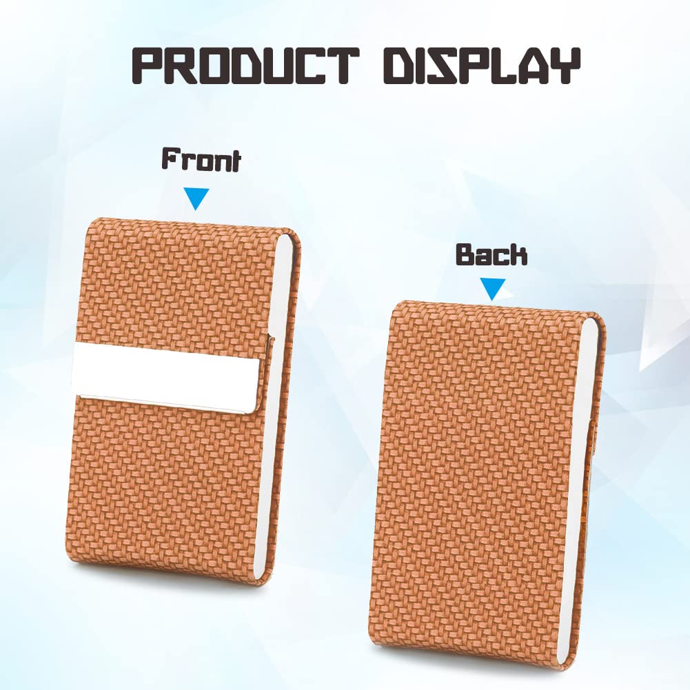 Professional PU Leather & Stainless Steel Business Card Holder - Coffee-CentralDepot247