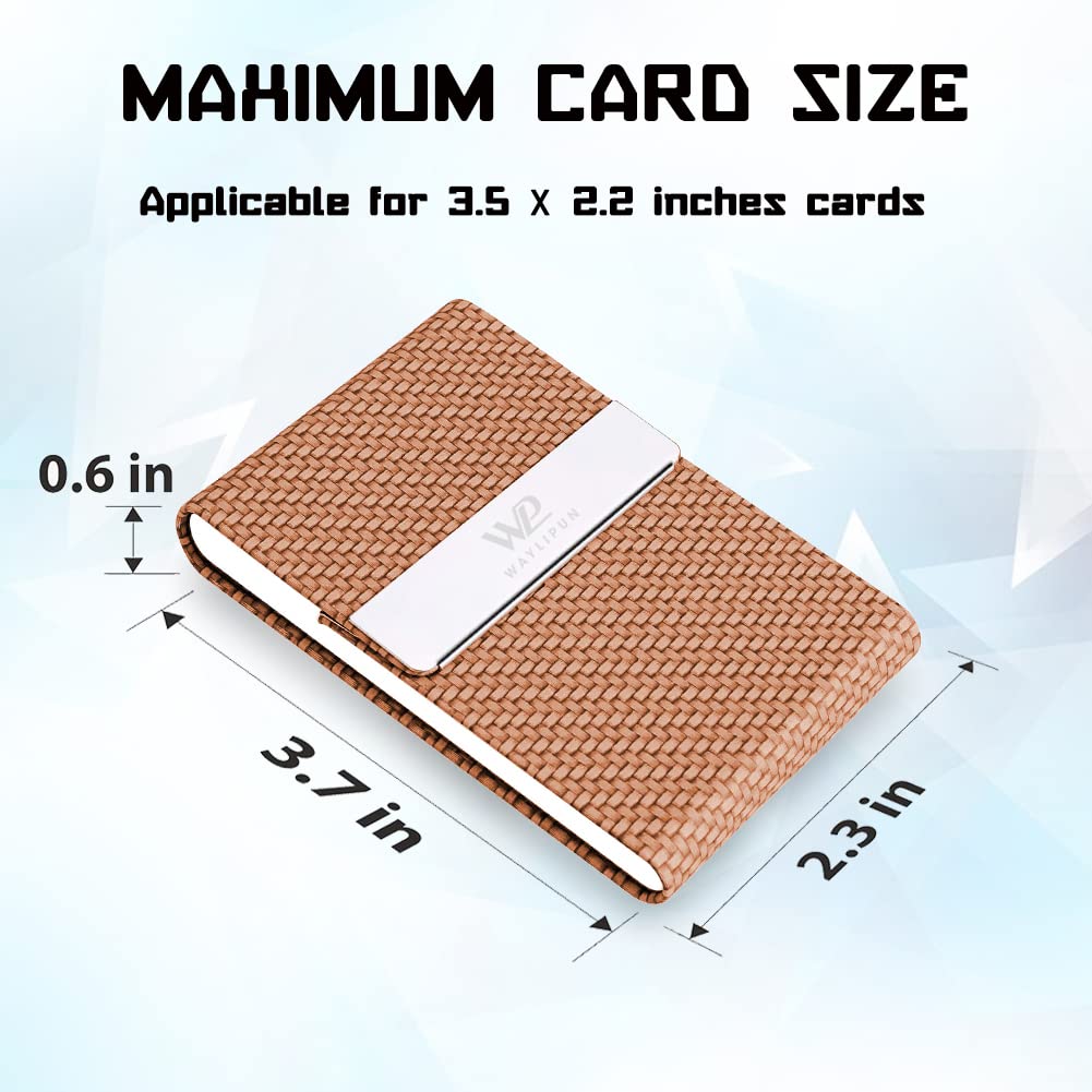 Professional PU Leather & Stainless Steel Business Card Holder - Coffee-CentralDepot247