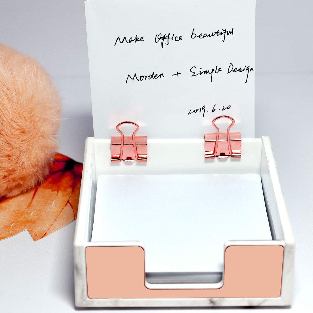 Rose Gold & Marble Memo Pad Holder - Stylish Desk Organizer-CentralDepot247