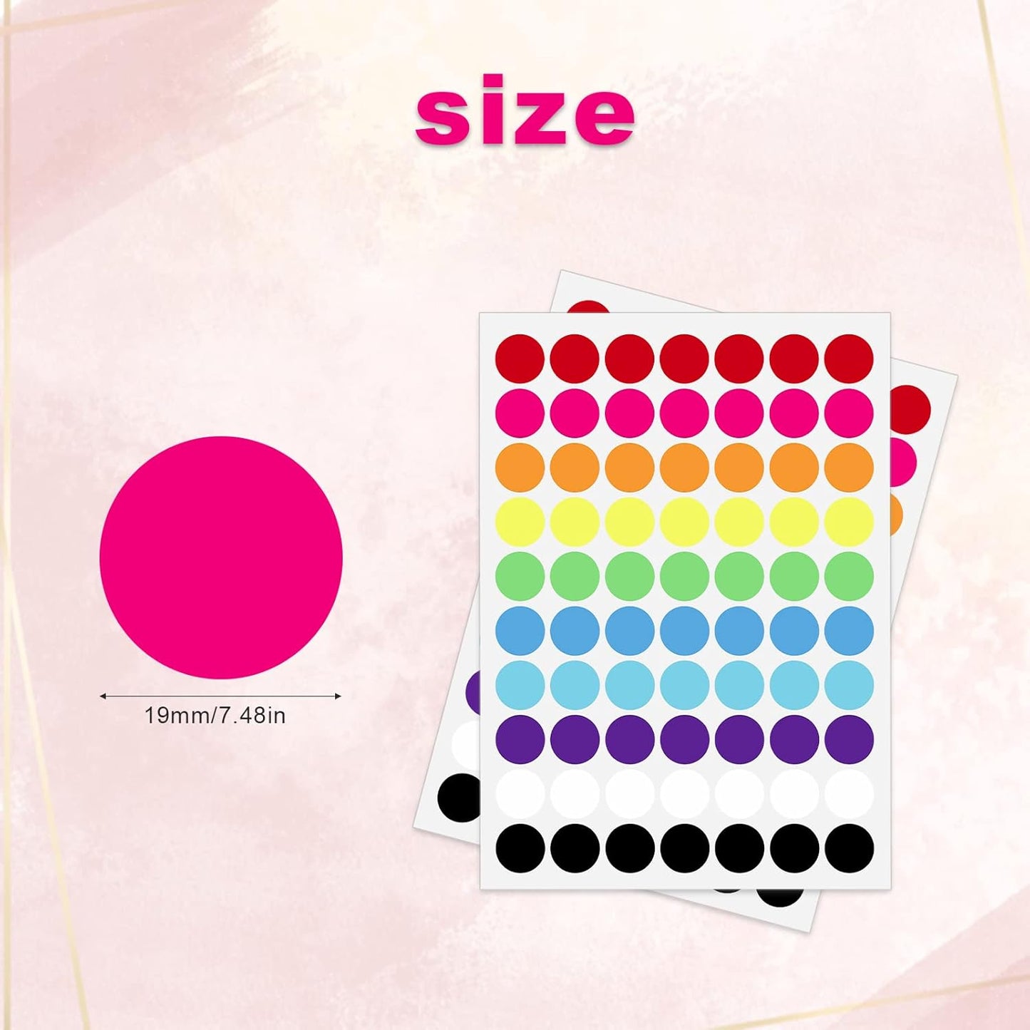 SAVITA Color Coded Round Dot Stickers - 1050pcs, 10 Colors, 0.75in