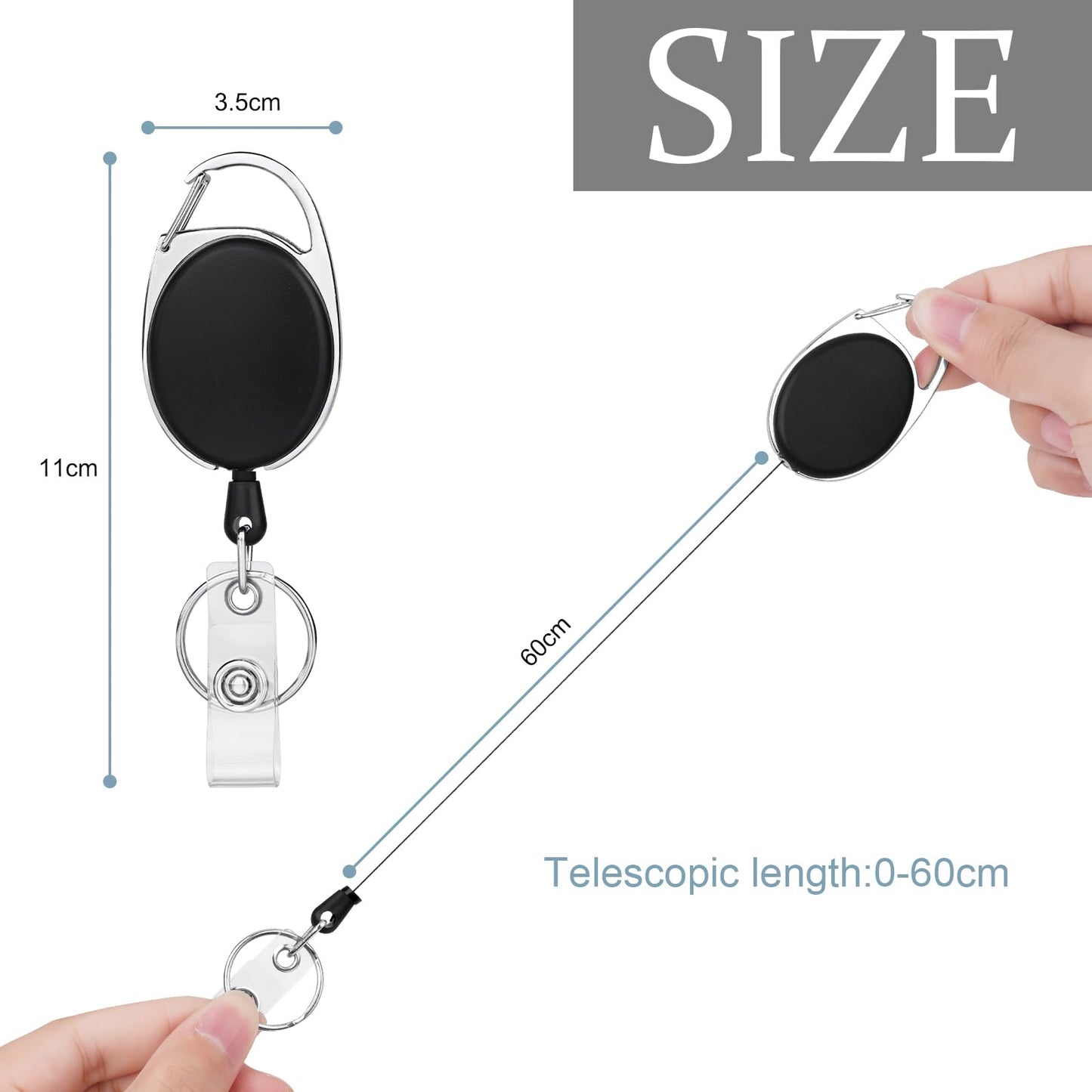 Retractable Badge Reels 2pcs Heavy Duty Keychain with Clips