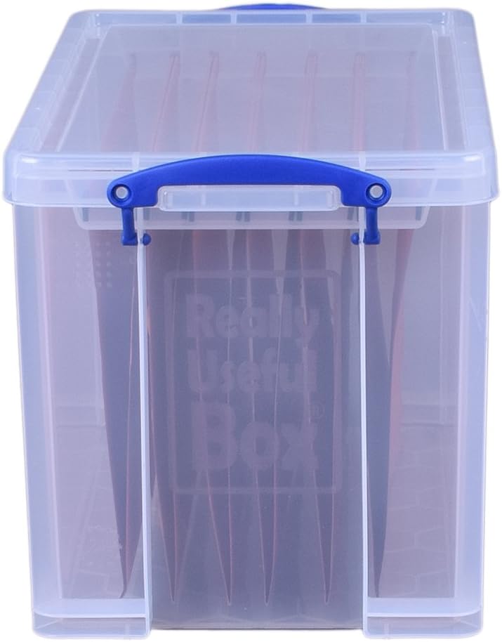 Really Useful Box Plastic Storage 24 Litre Clear with 10 Suspension Files