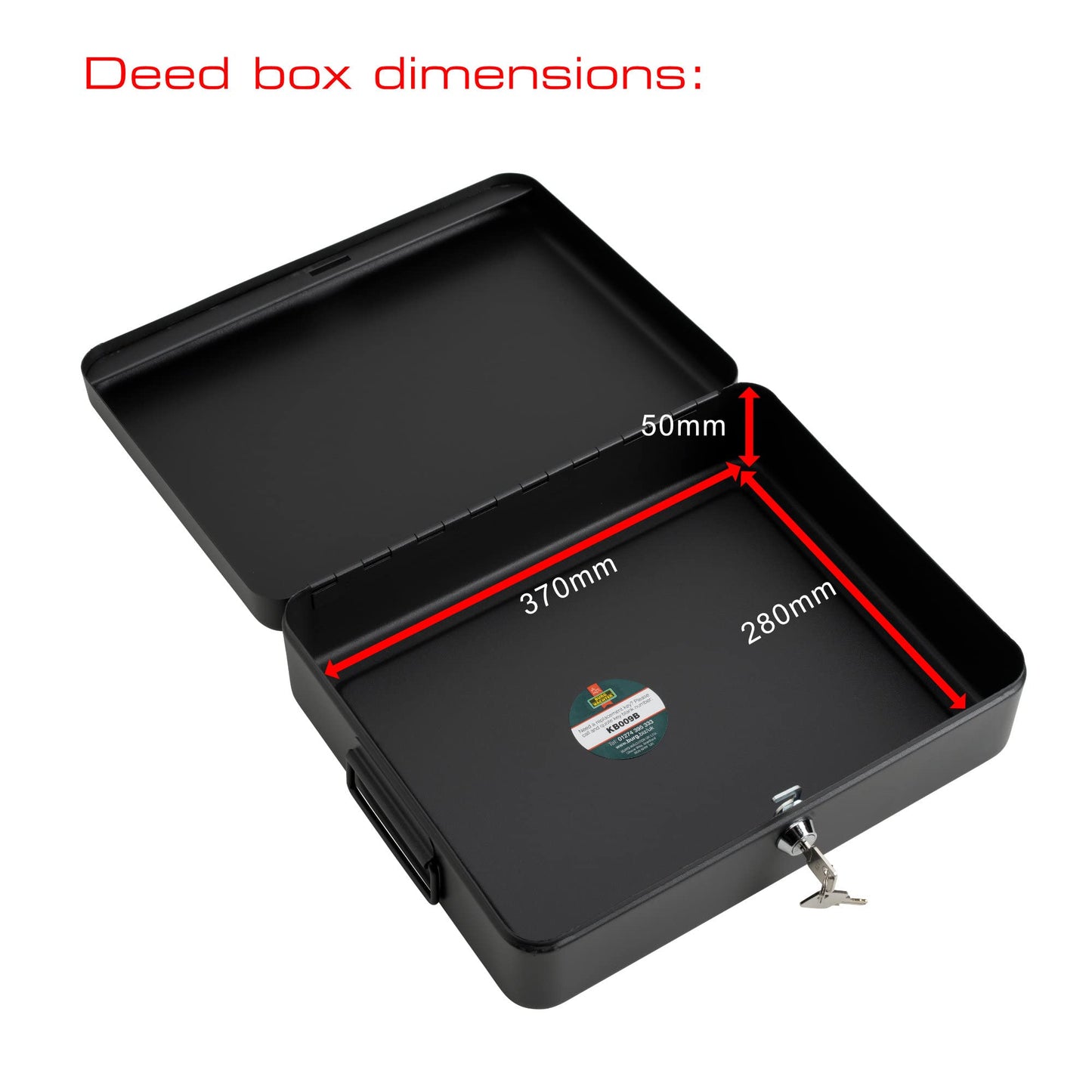 Sterling DB02 Deed Box, Black, 14.5" - Secure Document Storage