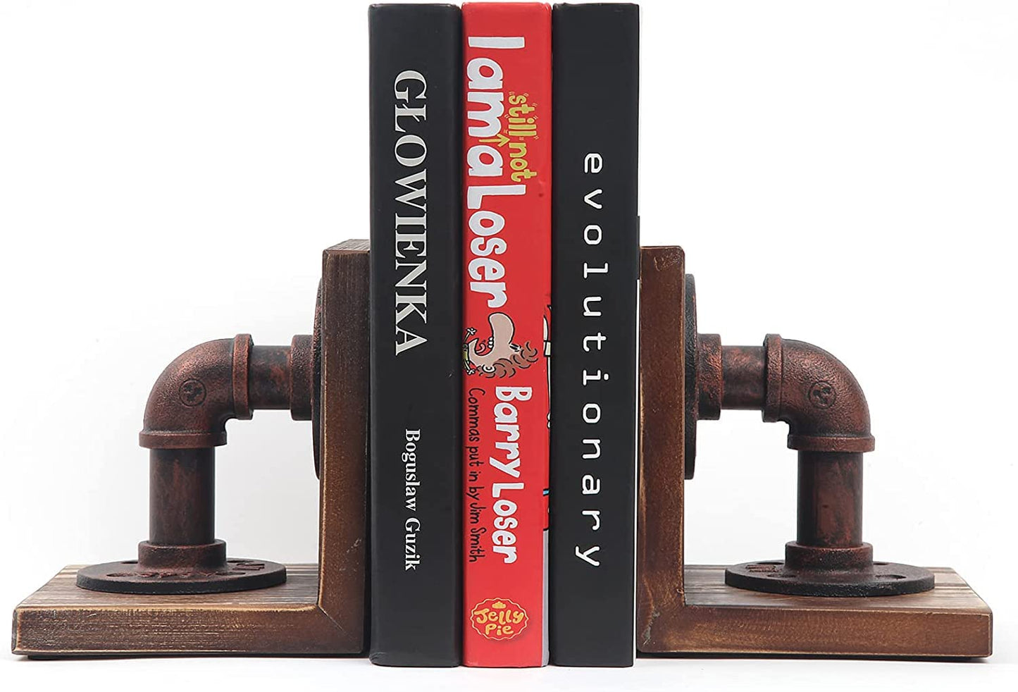 Rustic Industrial Wooden Bookends - Set of 2 (Black-Grey)-CentralDepot247