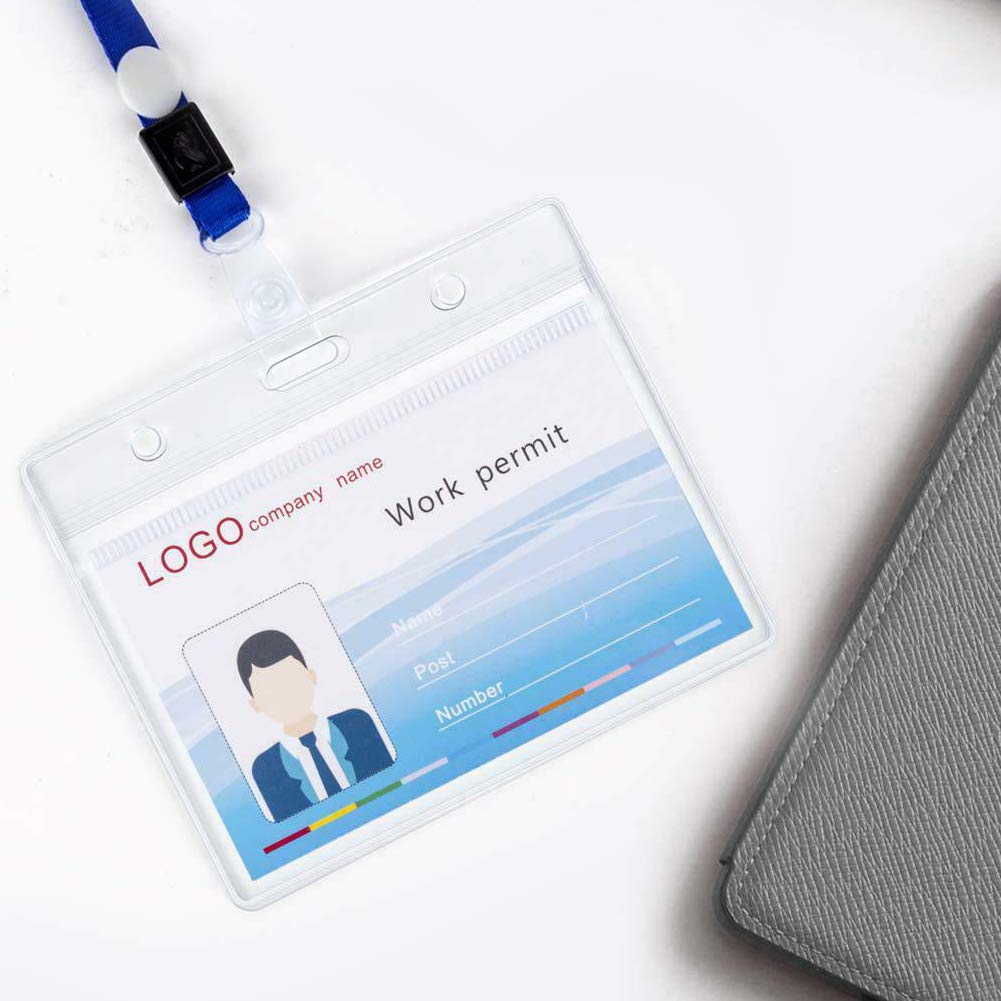 10 PCS Transparent Waterproof Horizontal ID Badge Holders