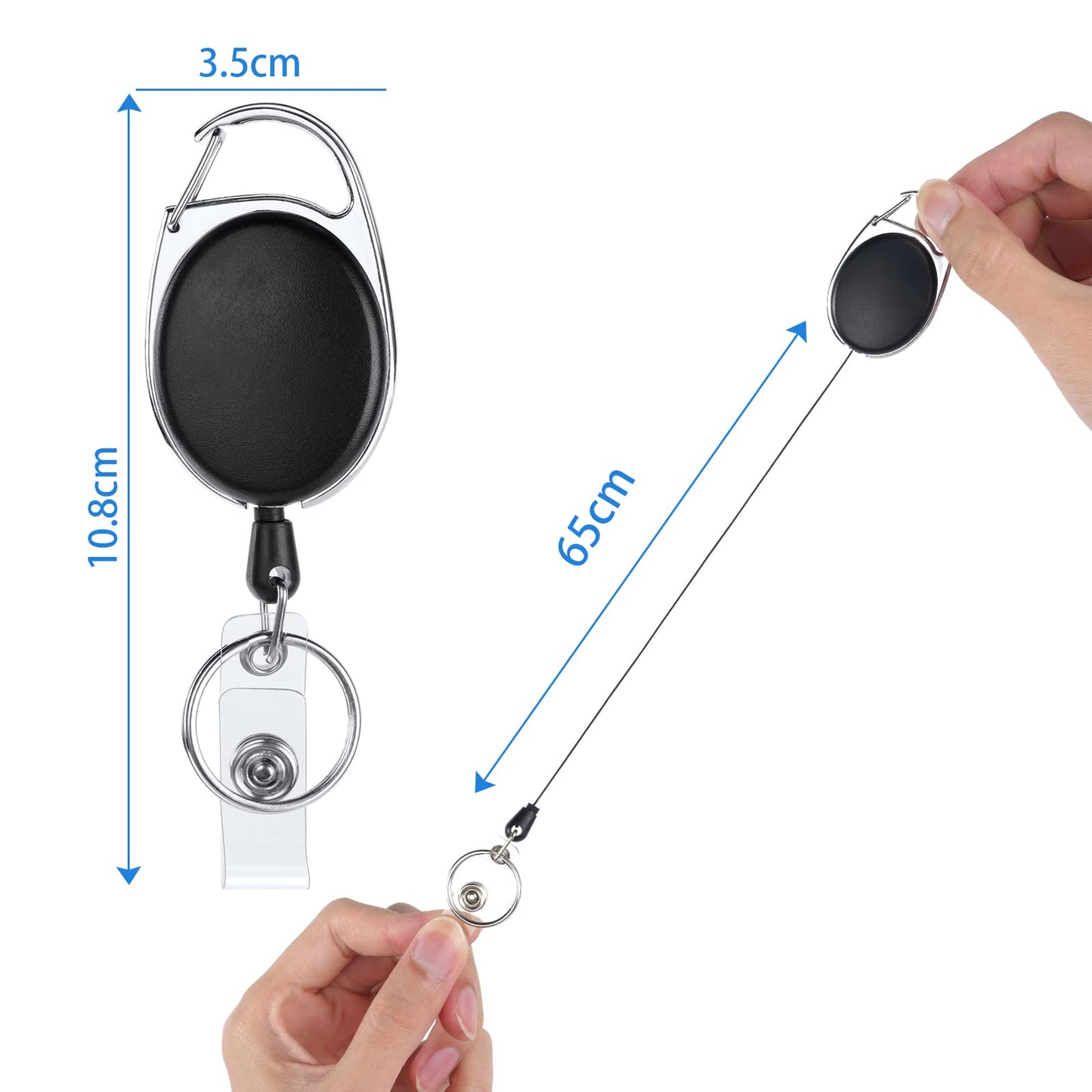 Retractable Badge Reels 2pcs Heavy Duty Keychain with Clips