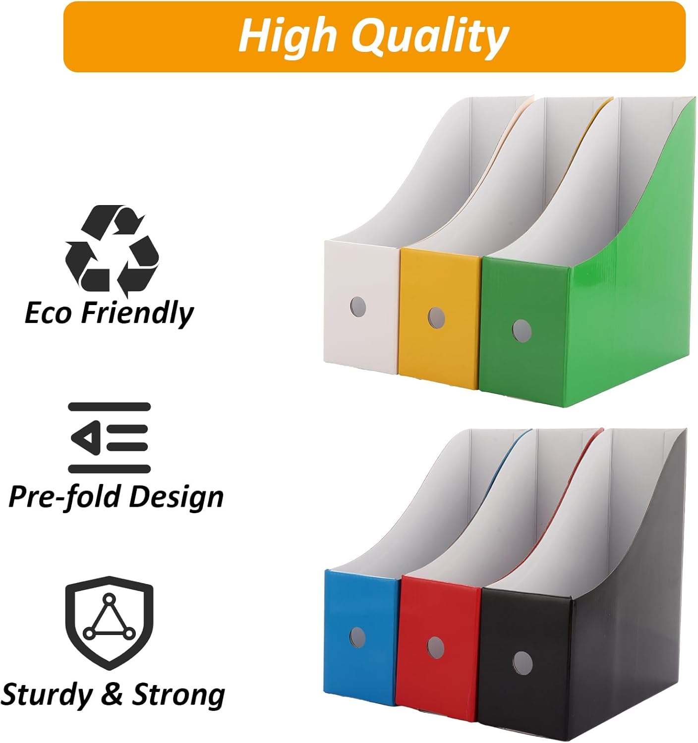 ZOFUN 12 Pcs Cardboard Magazine File Holders, 26 x 27 x 9 cm, 6 Colors