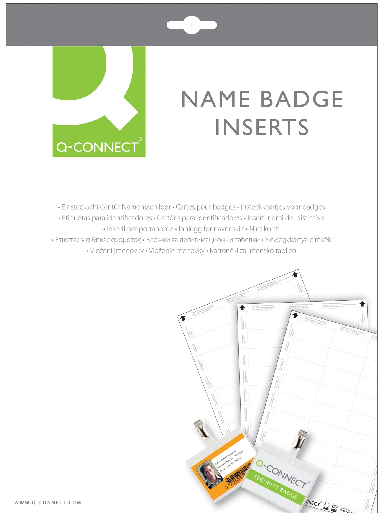 Q-Connect Name Badge Inserts 54x90mm - 10 Per Sheet (Pack of 25)