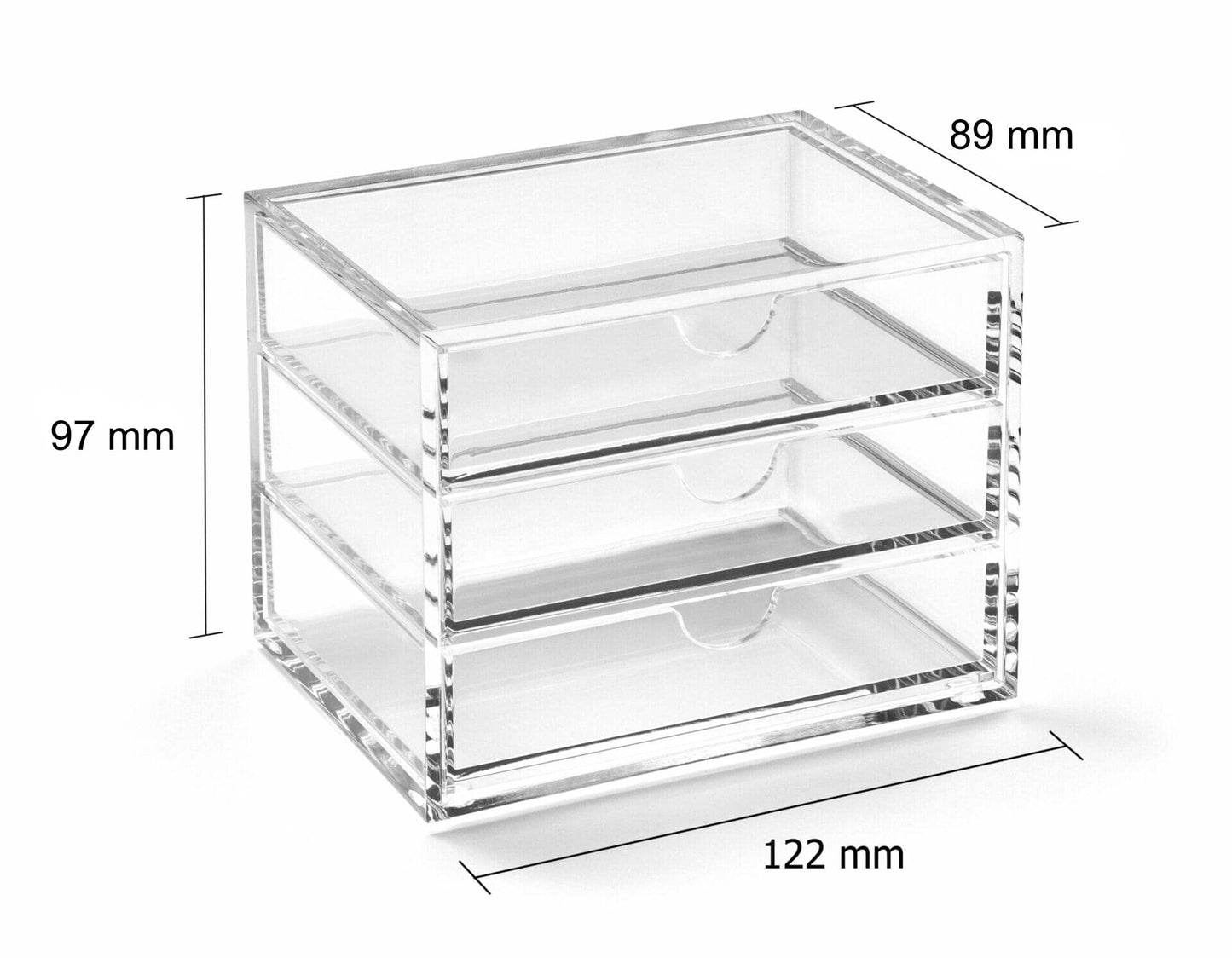 Very Small Clear Acrylic 3 Drawer Chest for Jewelry & Stationery-CentralDepot247
