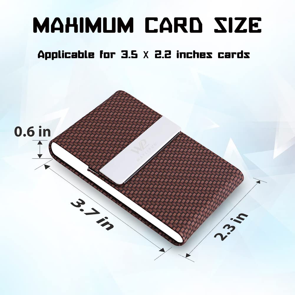 Professional PU Leather & Stainless Steel Business Card Holder - Coffee-CentralDepot247