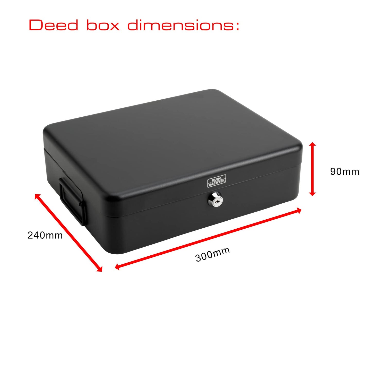 Sterling DB02 Deed Box, Black, 14.5" - Secure Document Storage