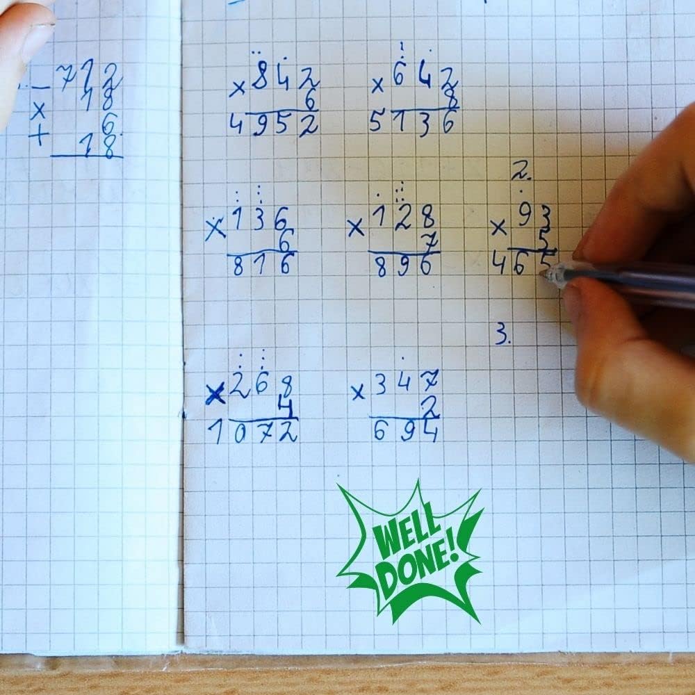 Teacher Stamp - Education Marking Stamp with Green Ink, Well Done Design