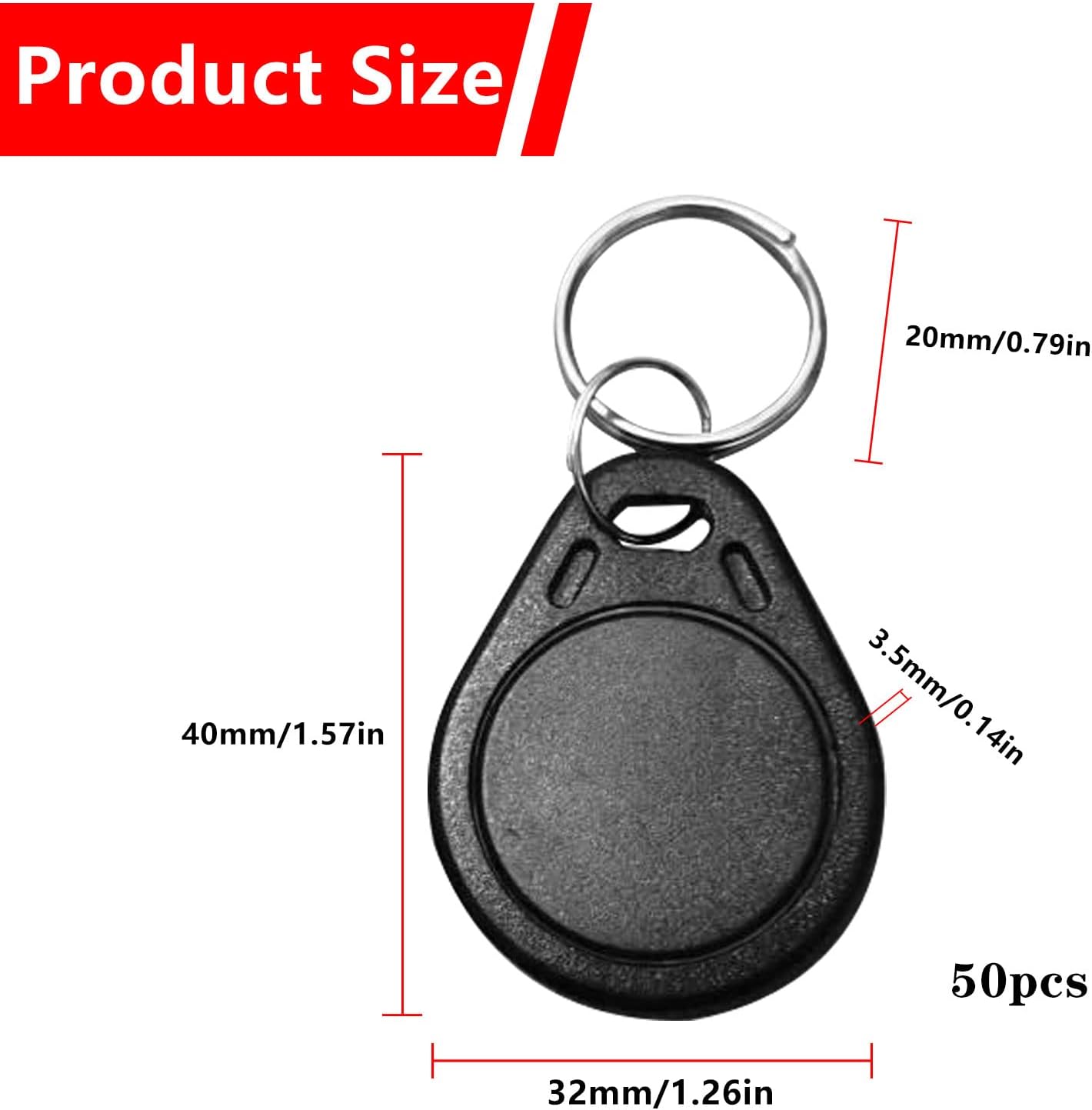 Proximity ID Card Key - 50pcs 125kHz RFID Rewritable Keyfobs