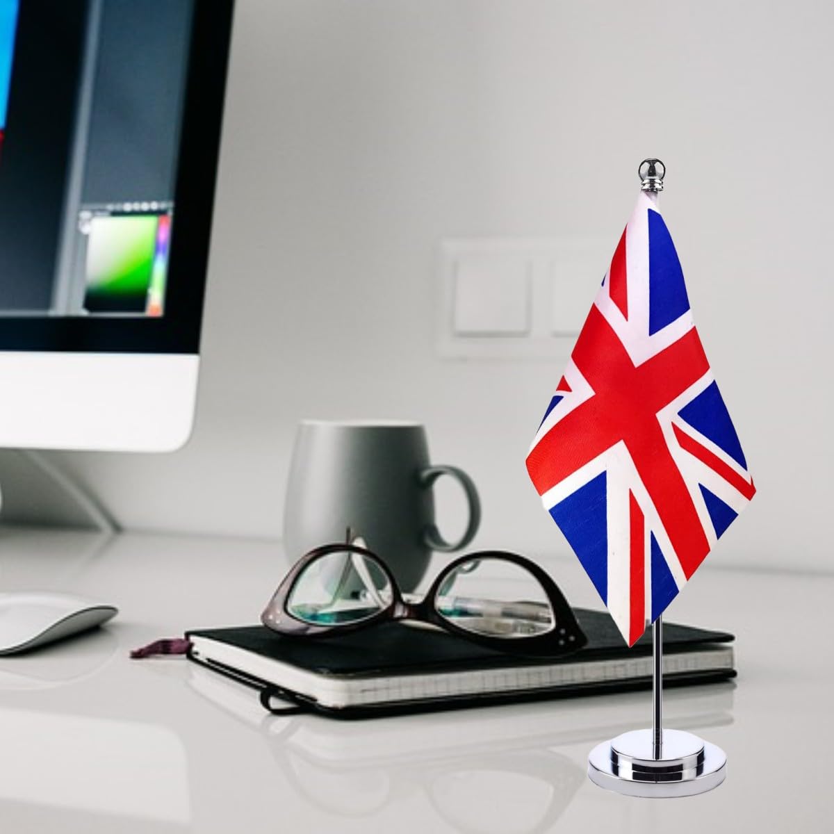 UK Table Flag with Stainless Steel Stand - Union Jack Desktop Flag-CentralDepot247