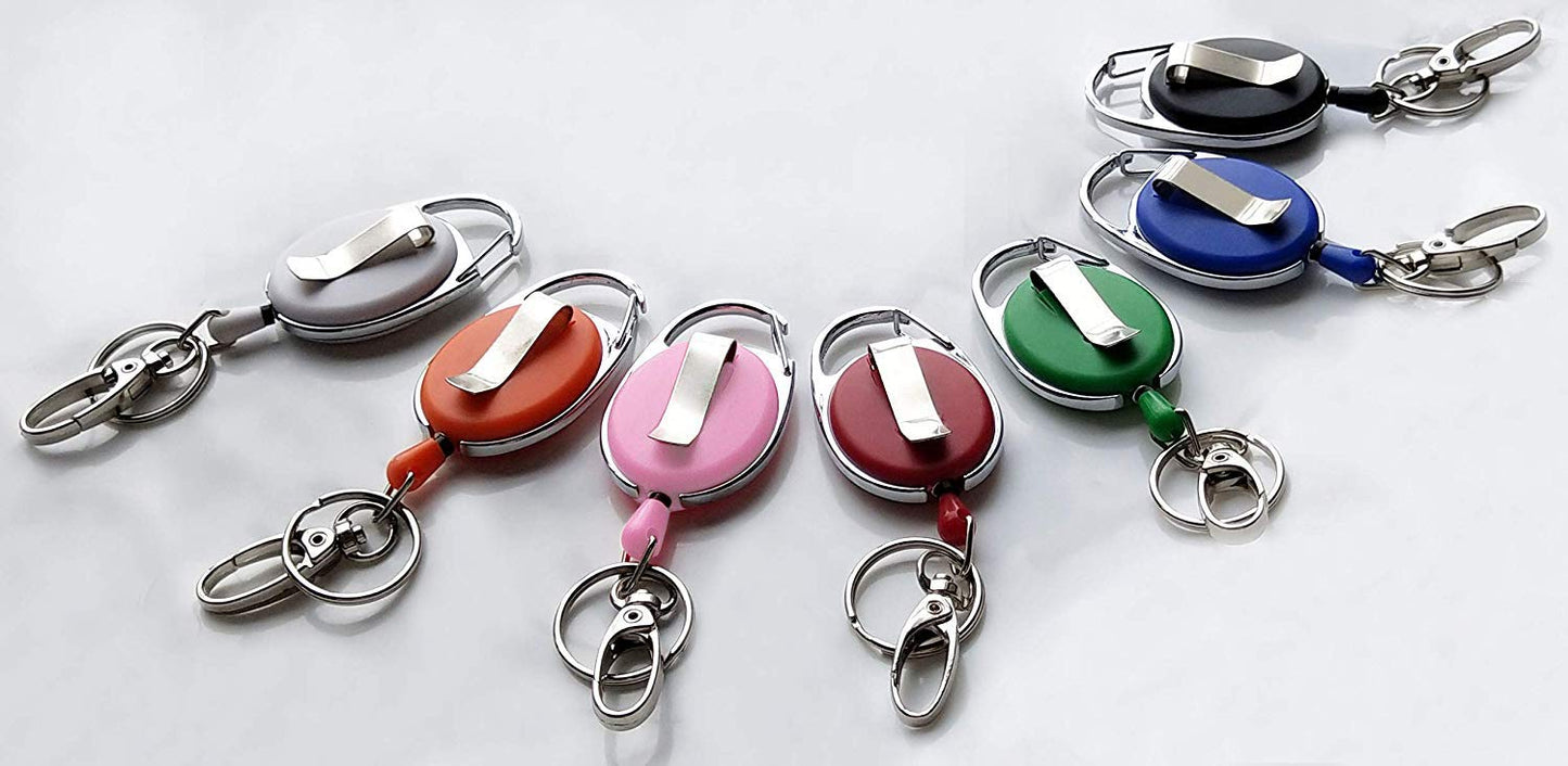 Retractable Badge Reel with Claw Clasp and Clip - 2 Pack