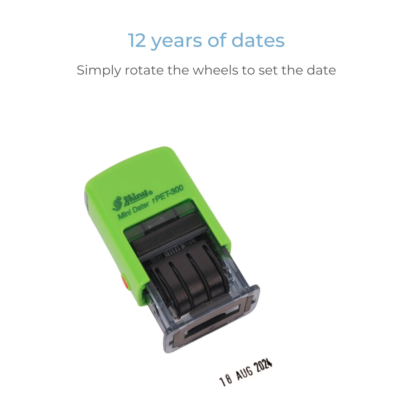 Self Inking Date Stamp - 3.8mm Character Height, Green Ink