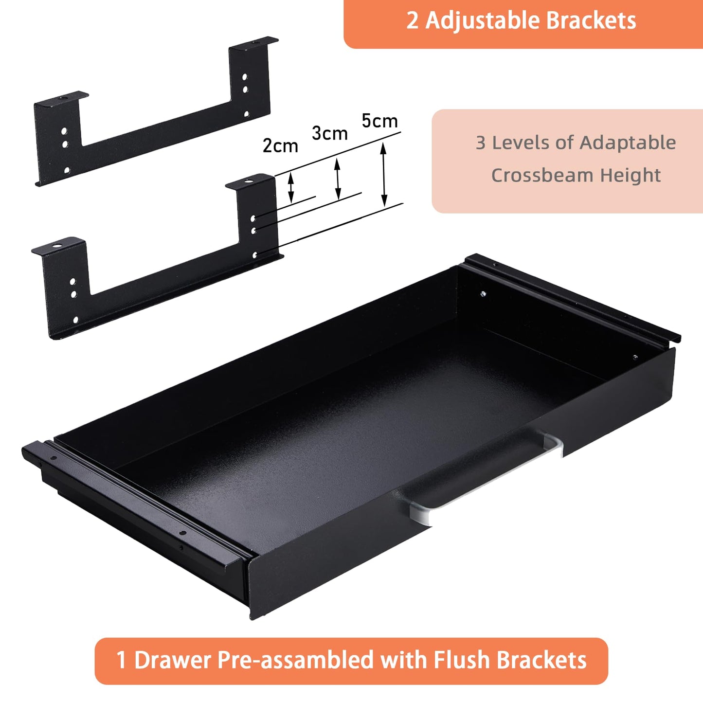 Under Desk Drawer Organizer with 4 Plastic Dividers - 54cm-CentralDepot247