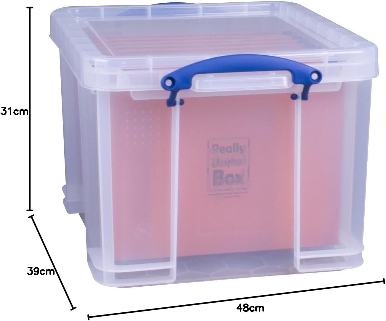 Really Useful Box 35 Litre Clear Plastic Storage with 10 A4 Suspension Files