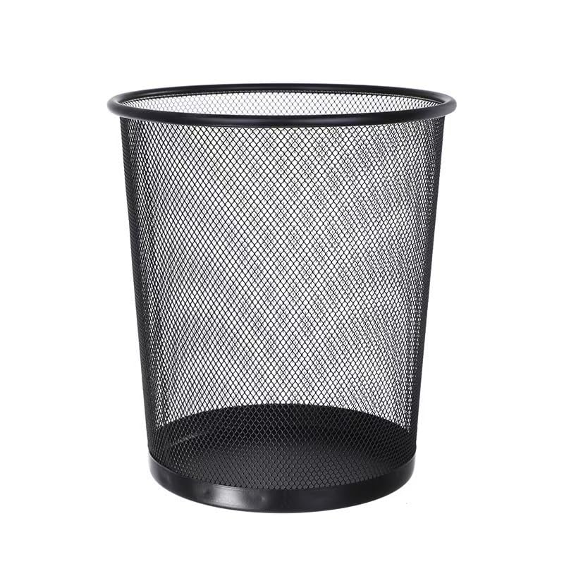 Small 9L Round Mesh Black Steel Waste Paper Bin for Home & Office-CentralDepot247