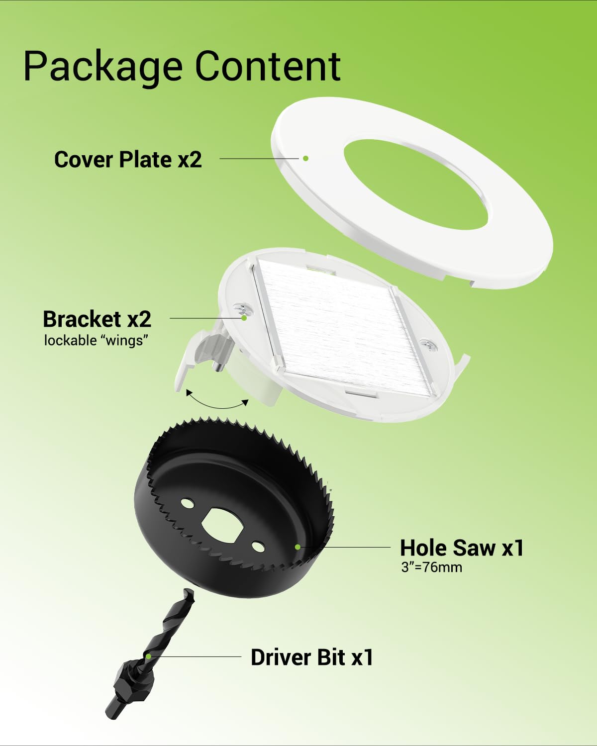 Slim Round Wall Grommet for In-Wall Cable Management - 2-Pack-CentralDepot247