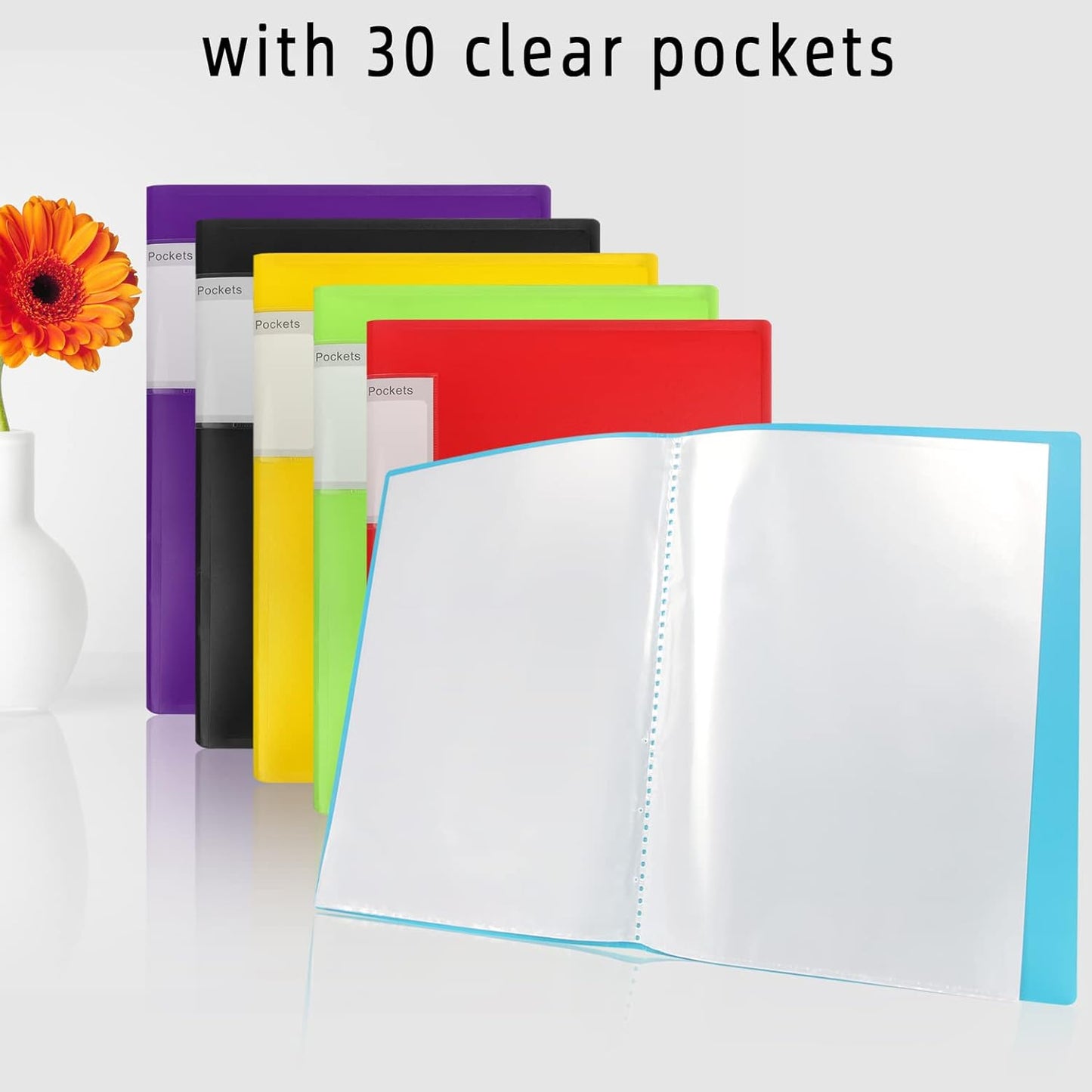 Presentation Display Book A4 - 30 Pockets Project Folder - 6 Colours