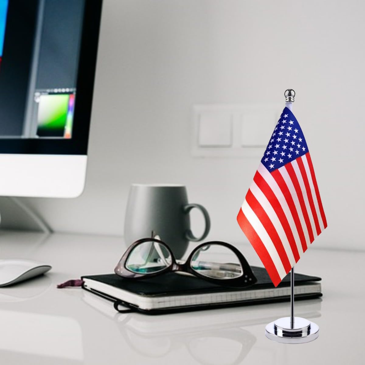 USA Desktop Flag with Stainless Steel Stand - American Table Flag-CentralDepot247