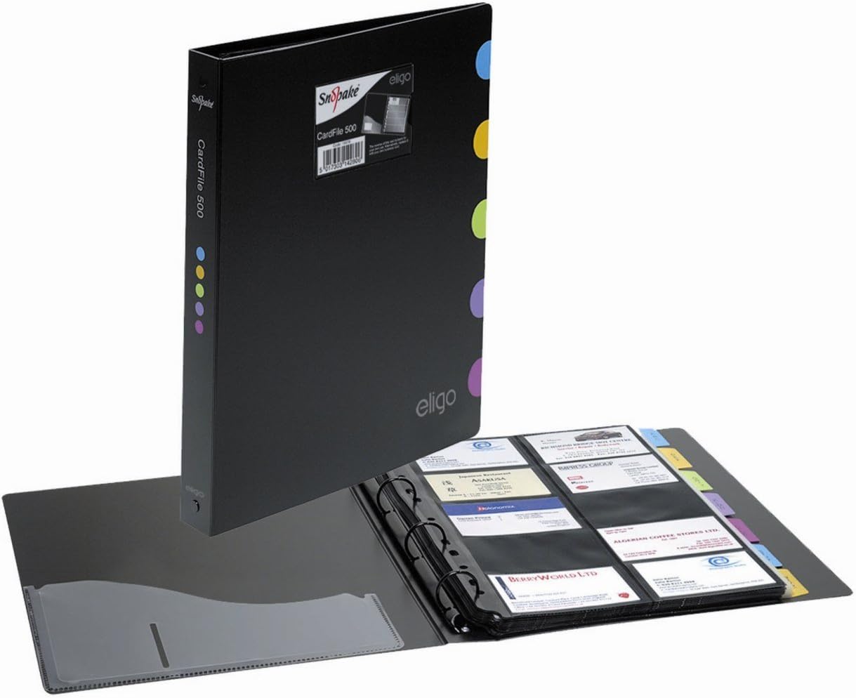 Snopake A4 Eligo Executive CardFile for 500 Business Cards - Black