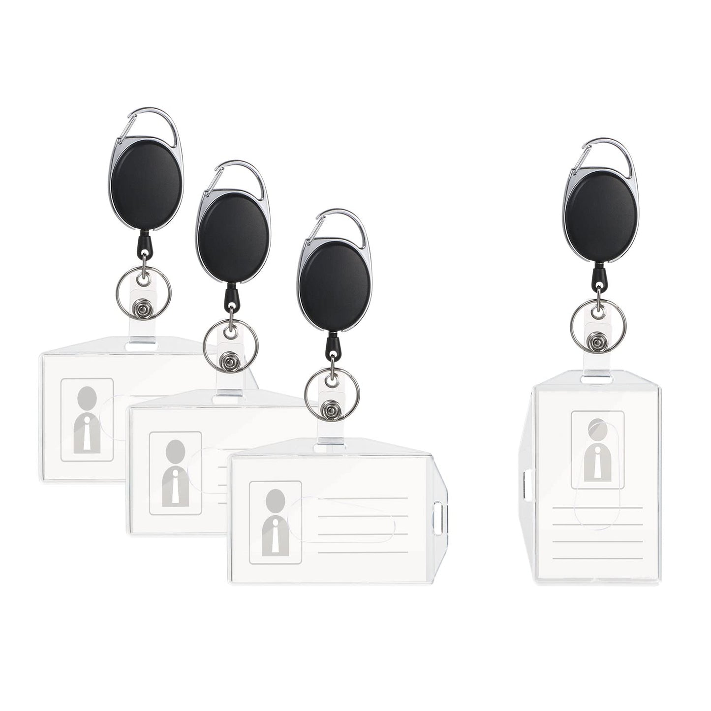 Vicloon 2PCS Retractable Two-Sided ID Card Holder Set