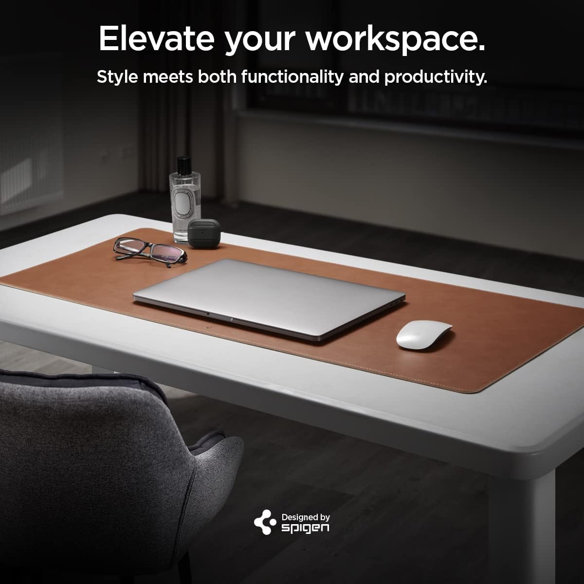 Velo Vegan PU Leather Desk Pad with Non-Slip Rubber Mat - Brown-CentralDepot247