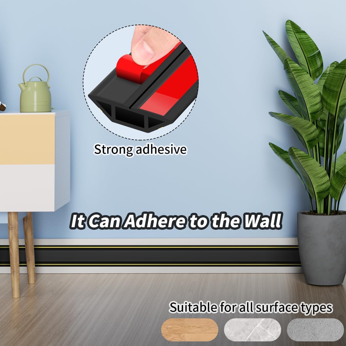 Self-Adhesive Floor Cable Cover Protector - 2M PVC Wire Hider-CentralDepot247