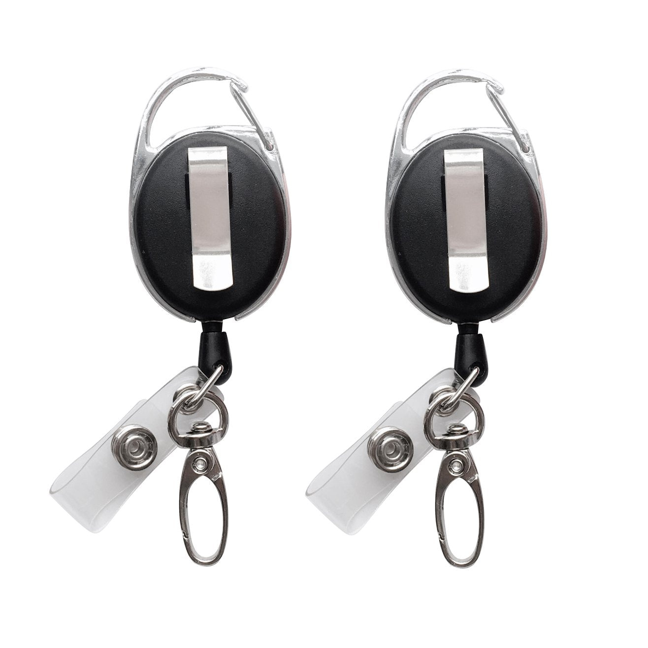 Retractable Badge Reel with Claw Clasp and Clip - 2 Pack