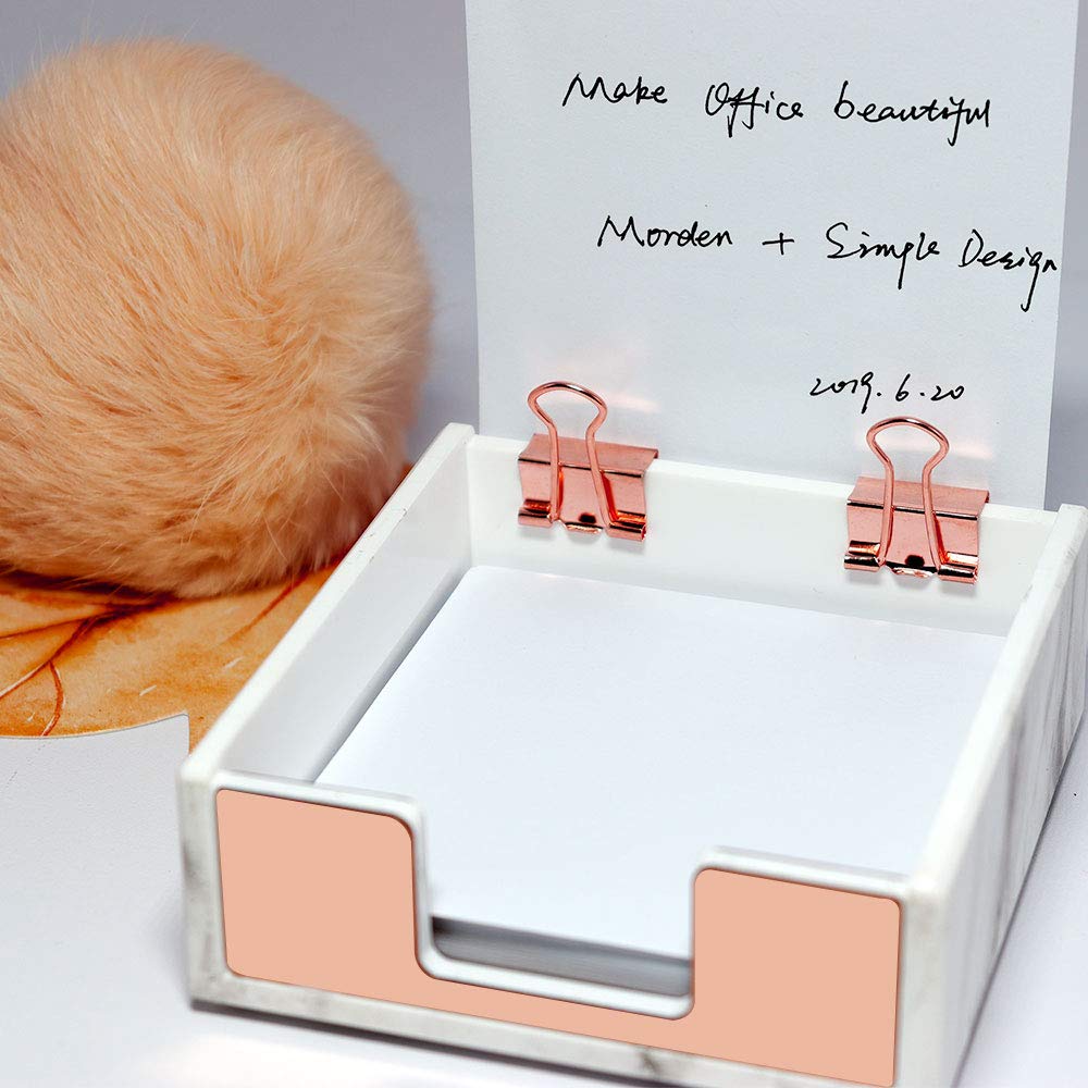 Rose Gold & Marble Memo Pad Holder - Stylish Desk Organizer-CentralDepot247