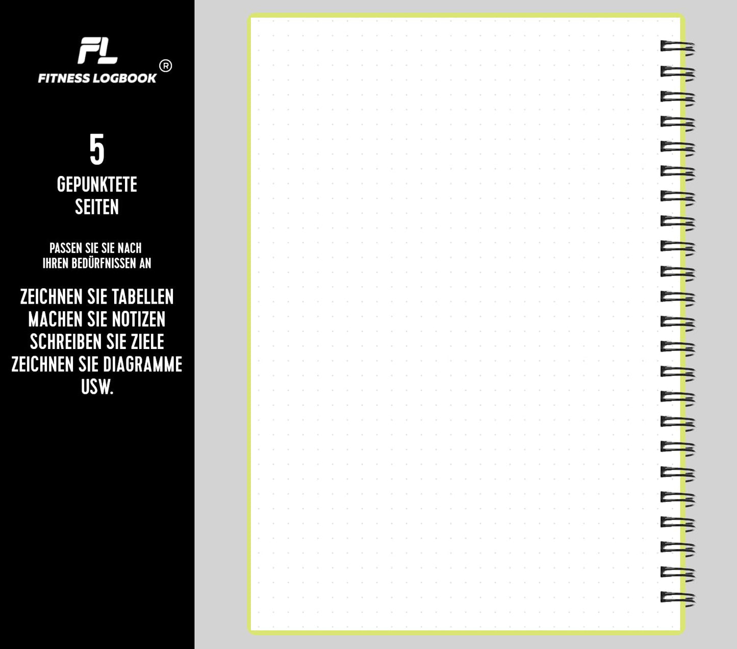 Undated A5 Fitness Log Book with Plastic Cover – Lime Green-CentralDepot247