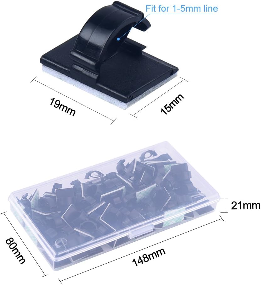 Self Adhesive Cable Clips - 60 Pieces for Effective Cable Management-CentralDepot247