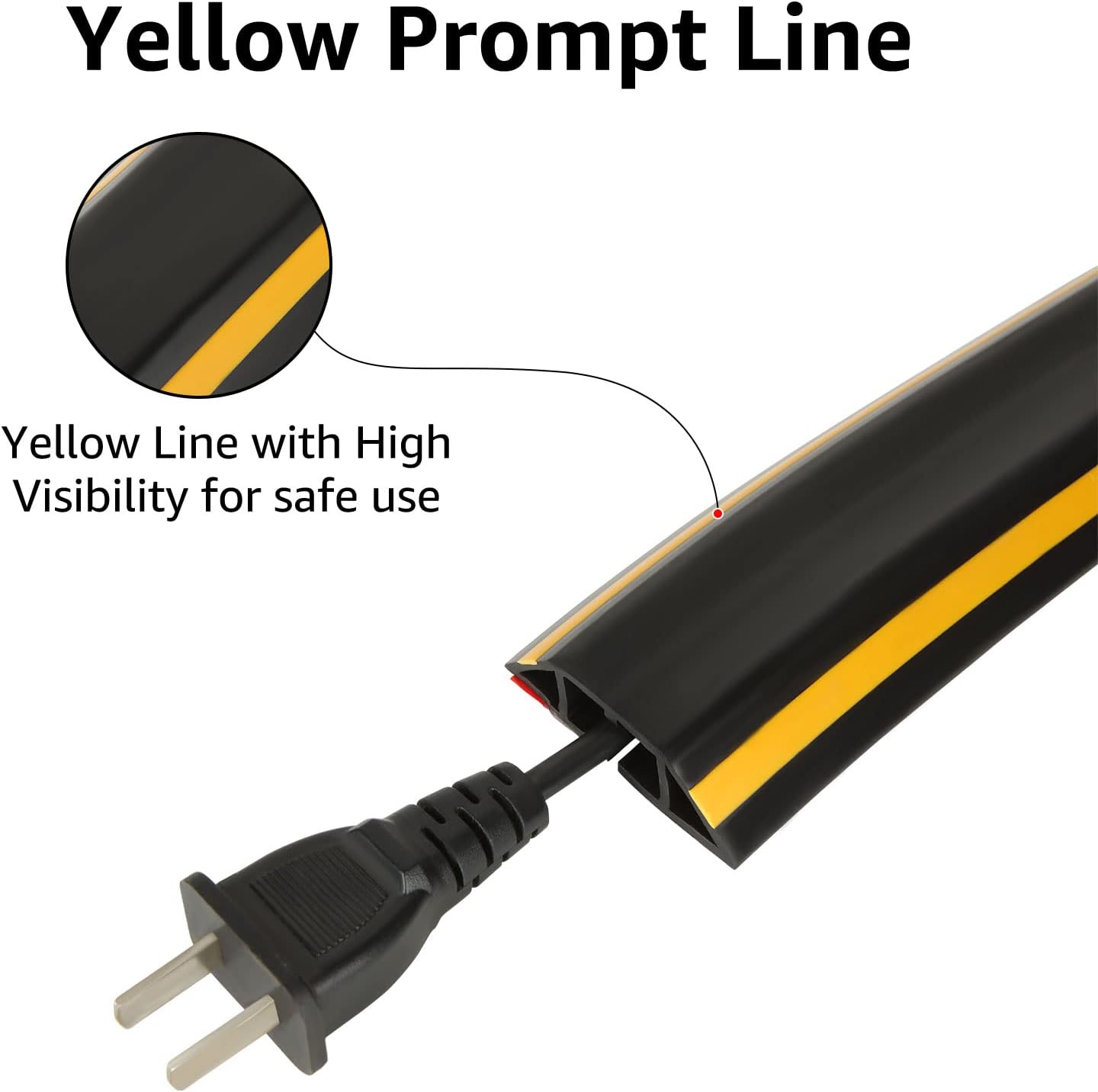 Self-Adhesive Floor Cable Protector - 3M Black Rubber with Yellow Line-CentralDepot247