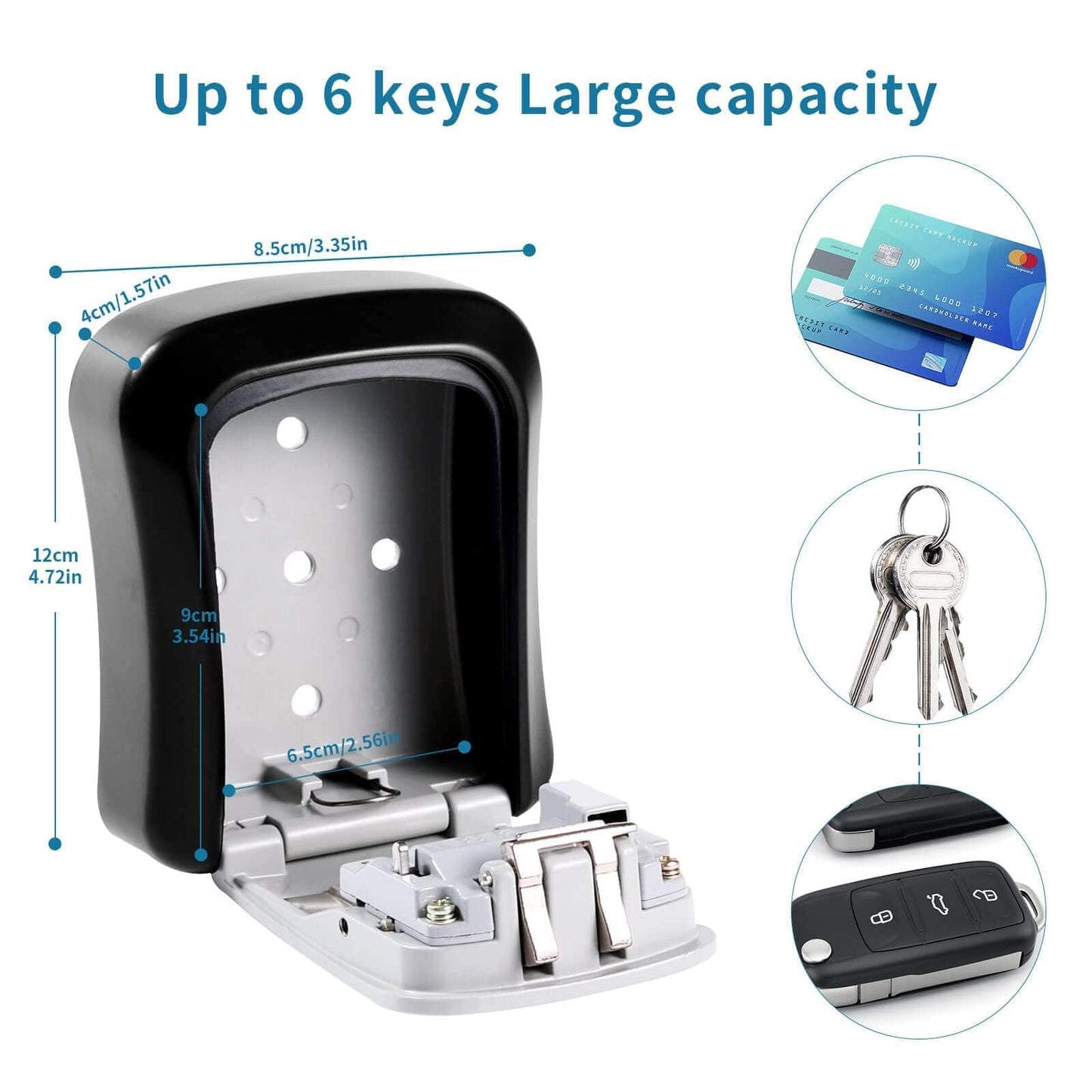 Wall Mounted Key Safe - 4 Digit Combination Lock Box for Indoor/Outdoor