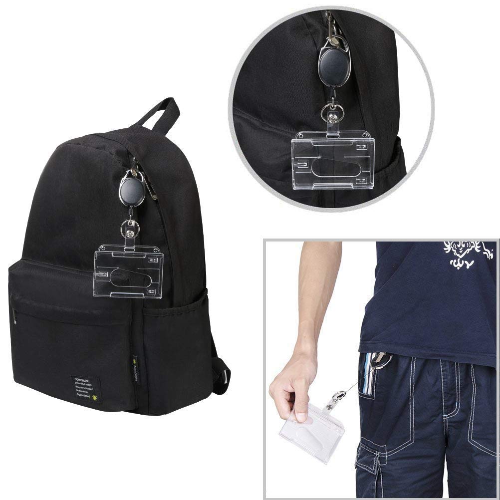 Vicloon 2PCS Retractable Two-Sided ID Card Holder Set