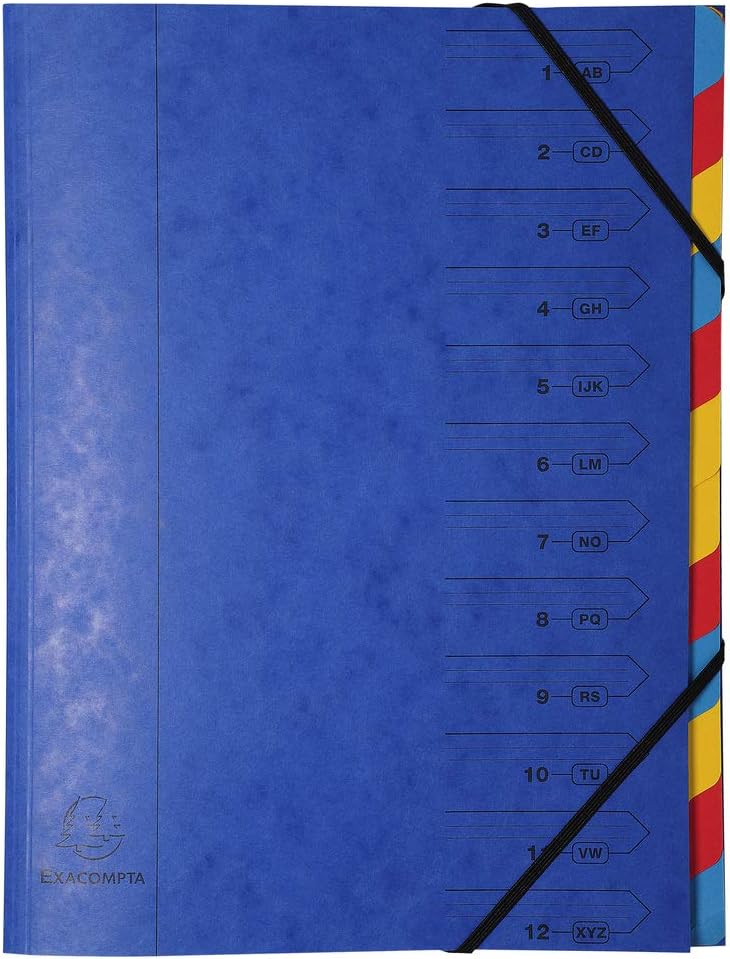 Stapled Spine Multipart File - 245 x 320mm, 12 Tabbed Sections, Pack of 8-CentralDepot247