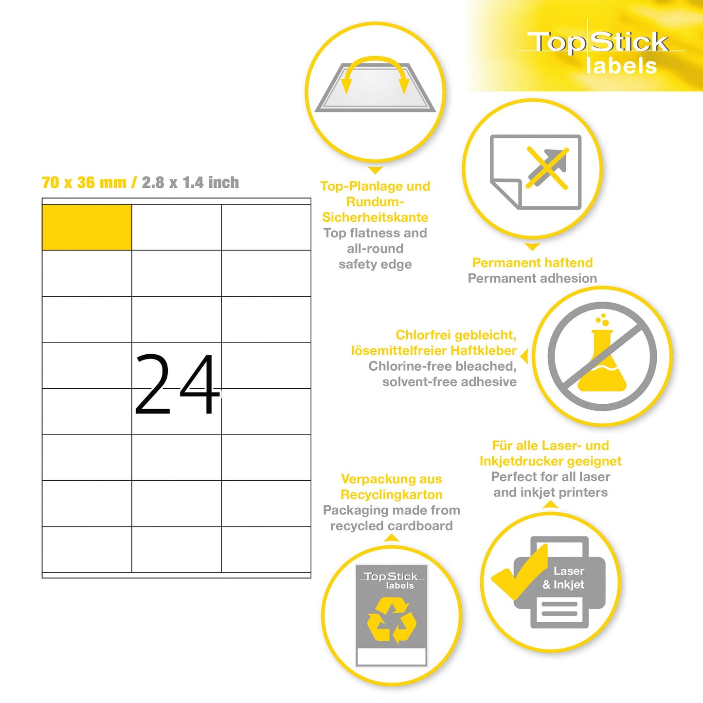 TopStick Self Adhesive Address Labels - 2100 Blank Labels