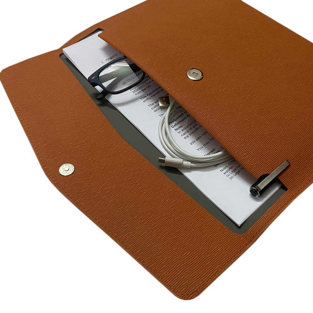 PU Leather A4 File Folder Waterproof Portfolio Envelope Case 13x9.5 inch