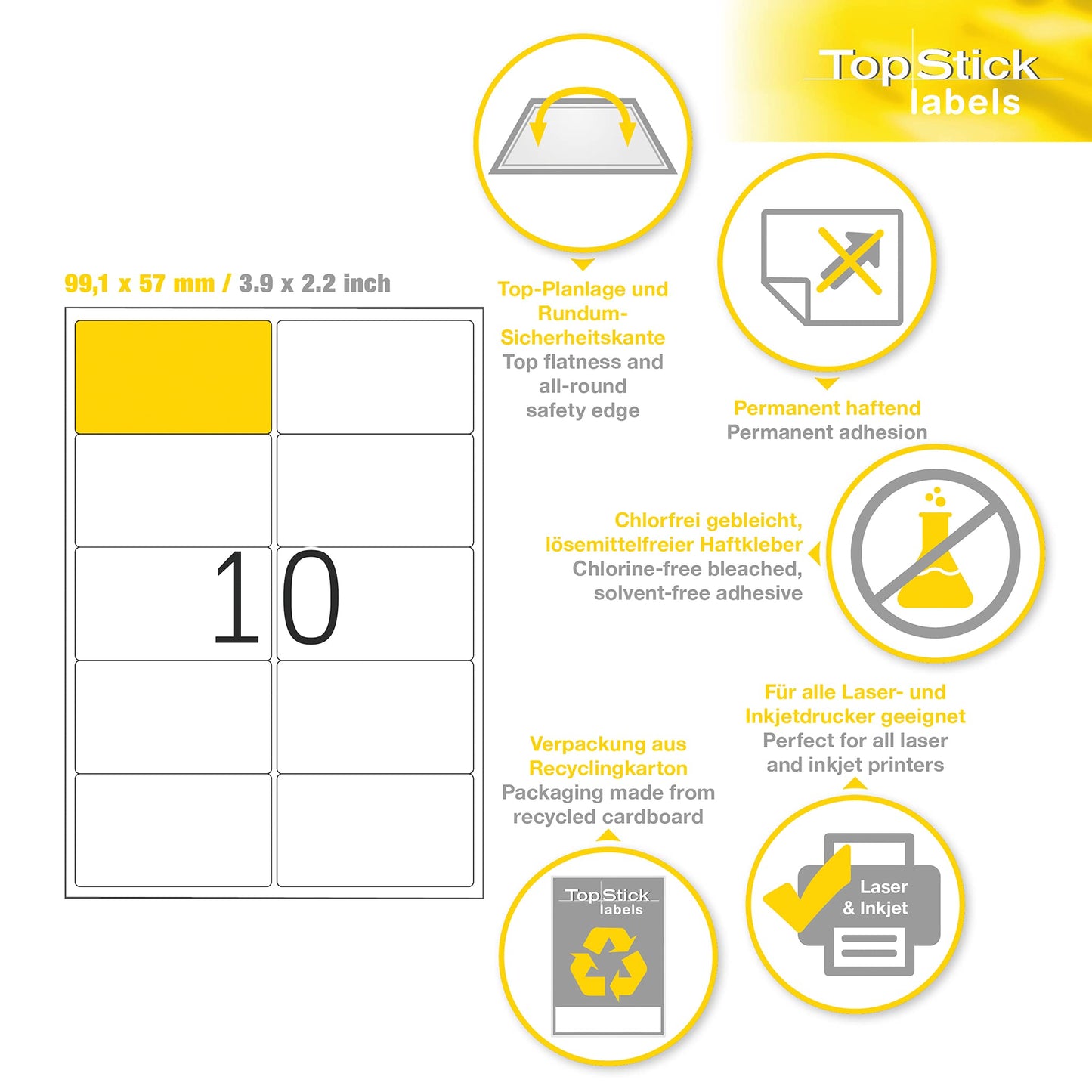 TopStick Self Adhesive Address Labels - 2100 Blank Labels