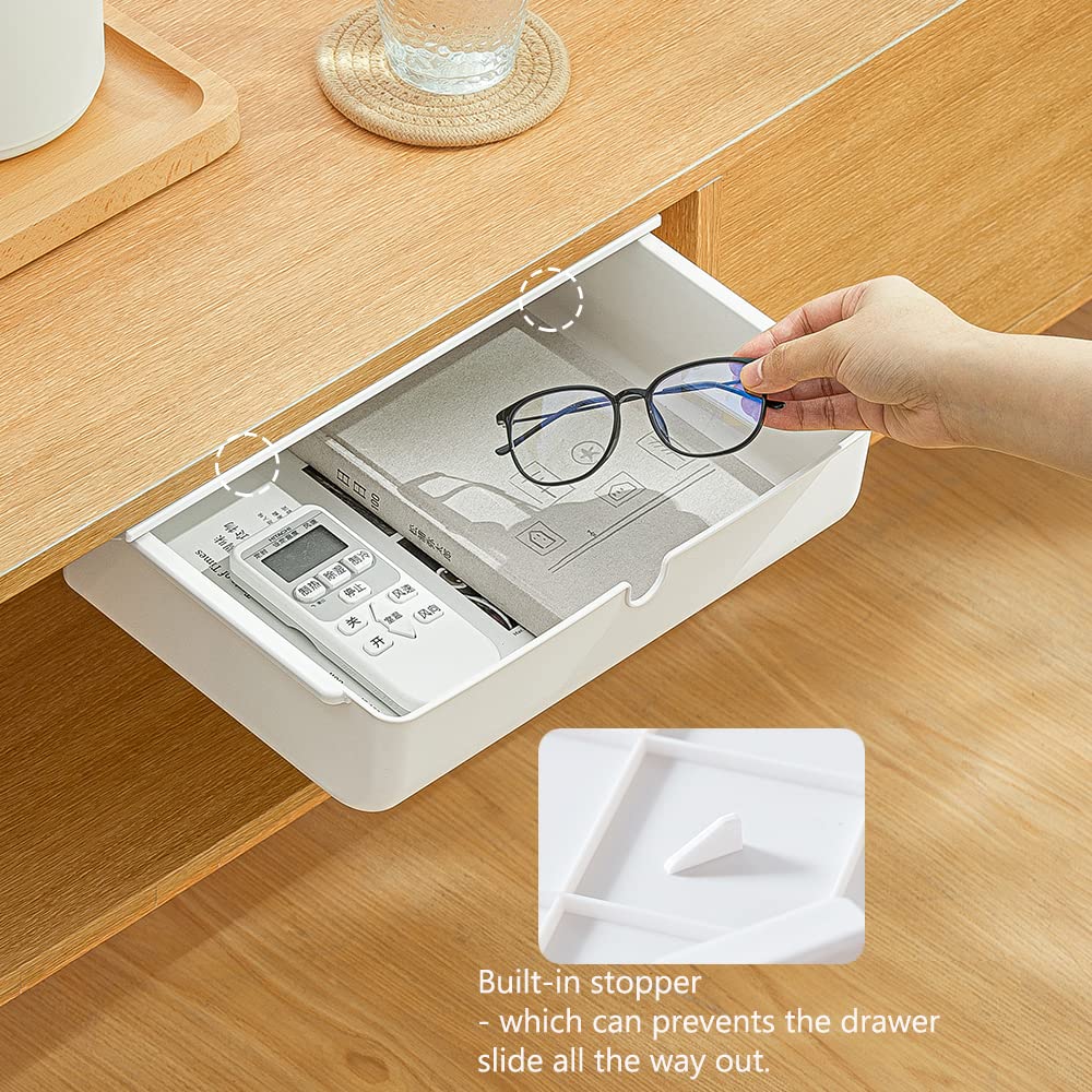 Under Desk Drawer Storage Organizer - Large Size White 2 Pack-CentralDepot247