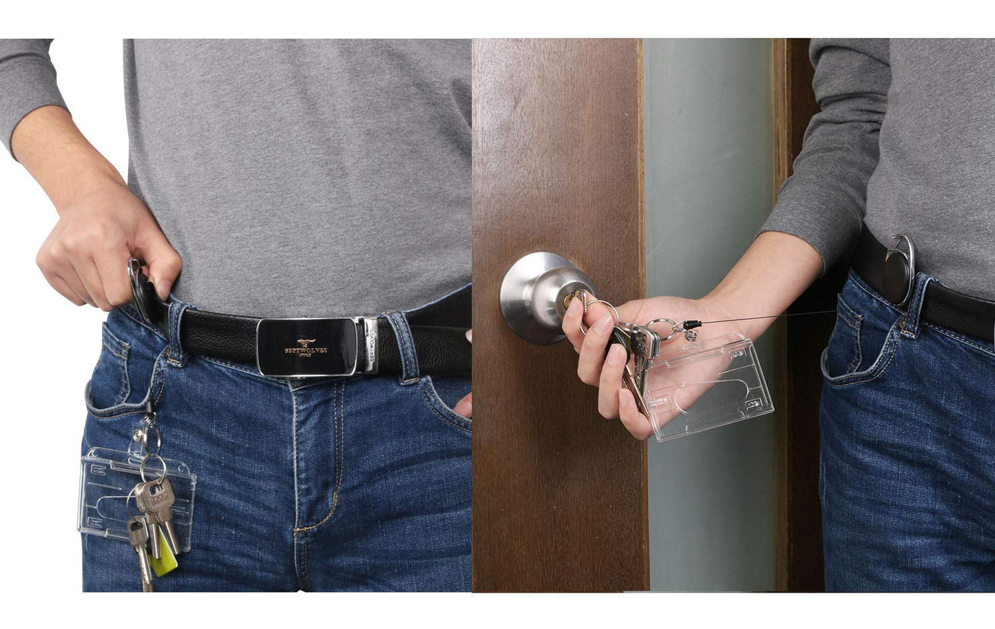 Vicloon 2PCS Retractable Two-Sided ID Card Holder Set