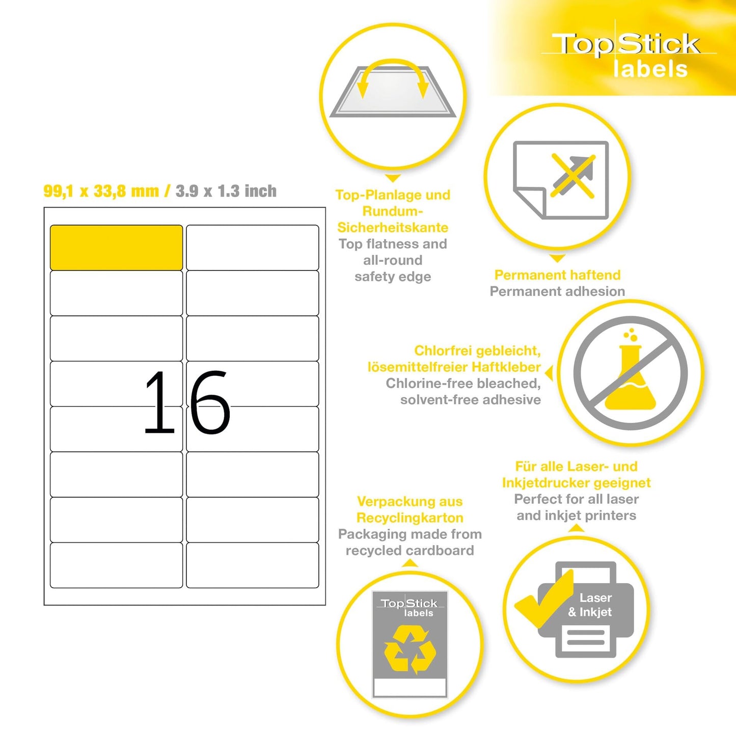 TopStick Self Adhesive Address Labels - 2100 Blank Labels
