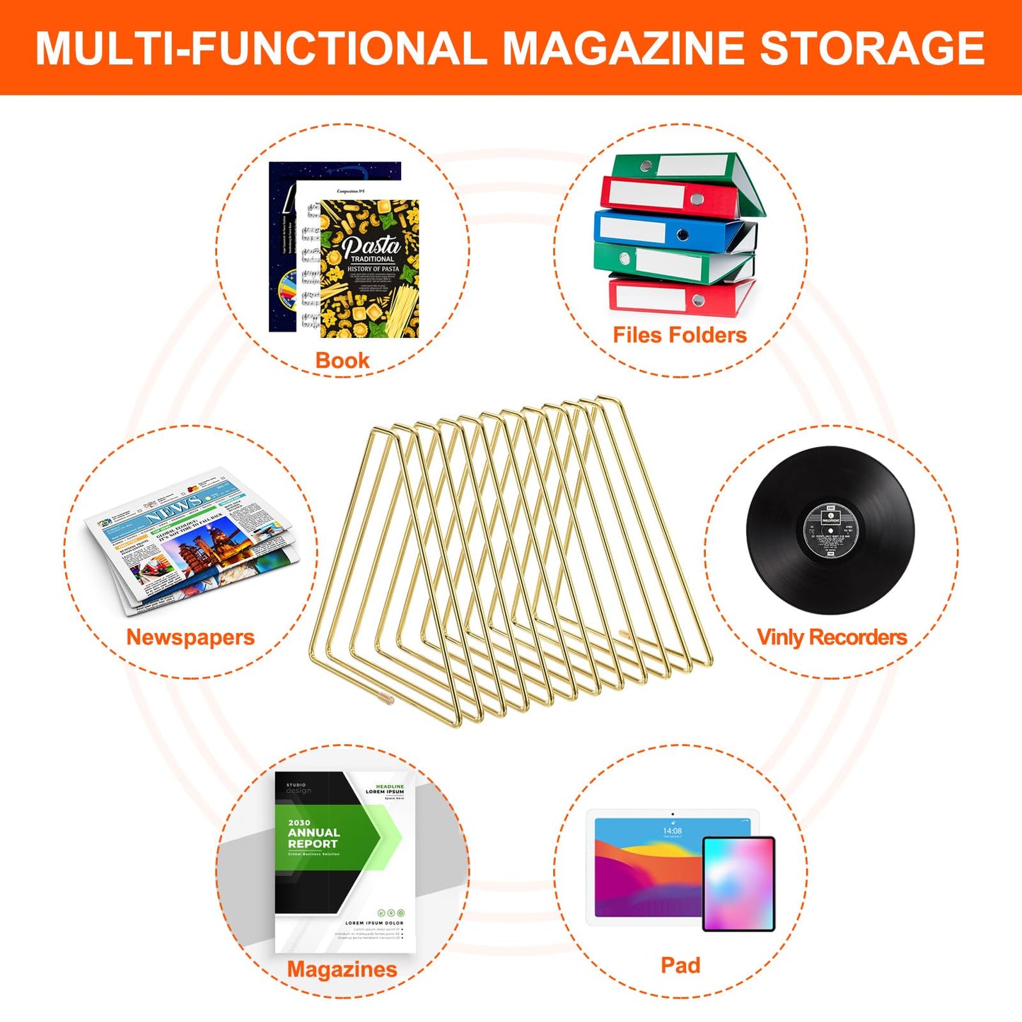 Triangle Desktop Holder Rack – 11 Slot Organizer for Records & Books-CentralDepot247