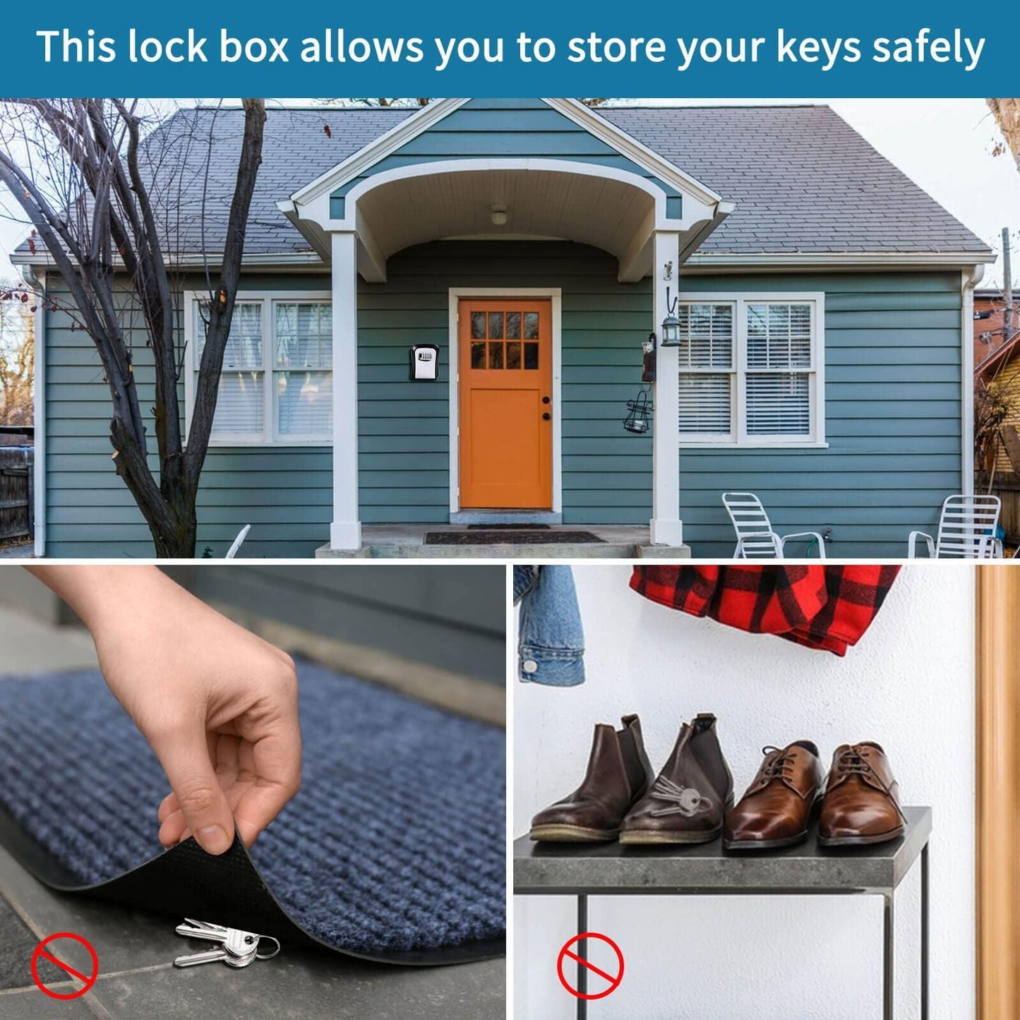 Wall Mounted Key Safe - 4 Digit Combination Lock Box for Indoor/Outdoor