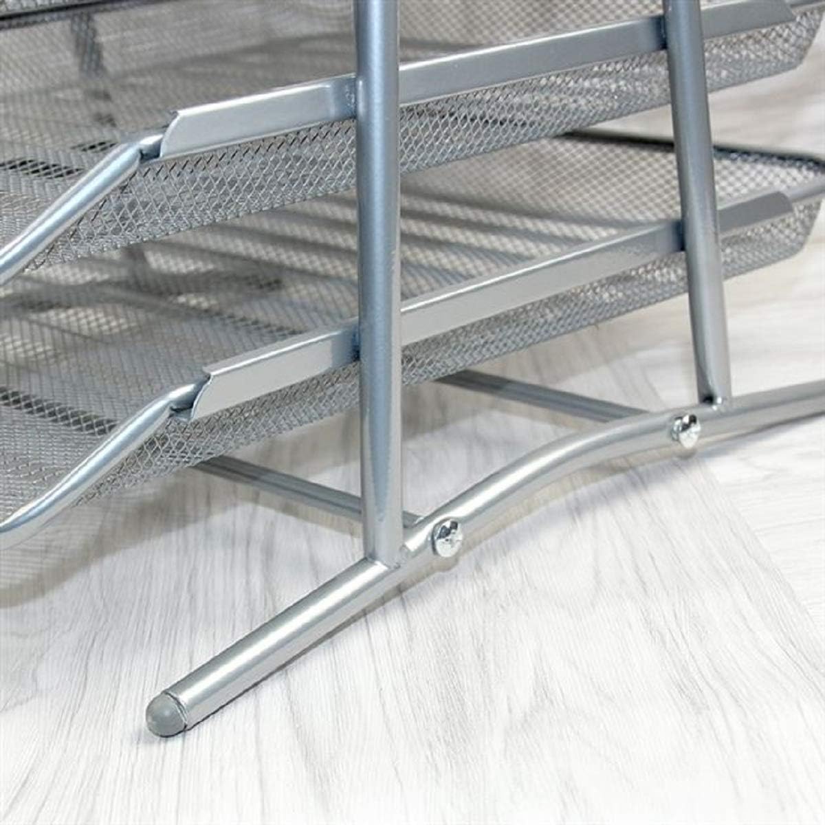 Silver Wire Mesh 4 Tier Letter Tray - A4 Document Organizer-CentralDepot247
