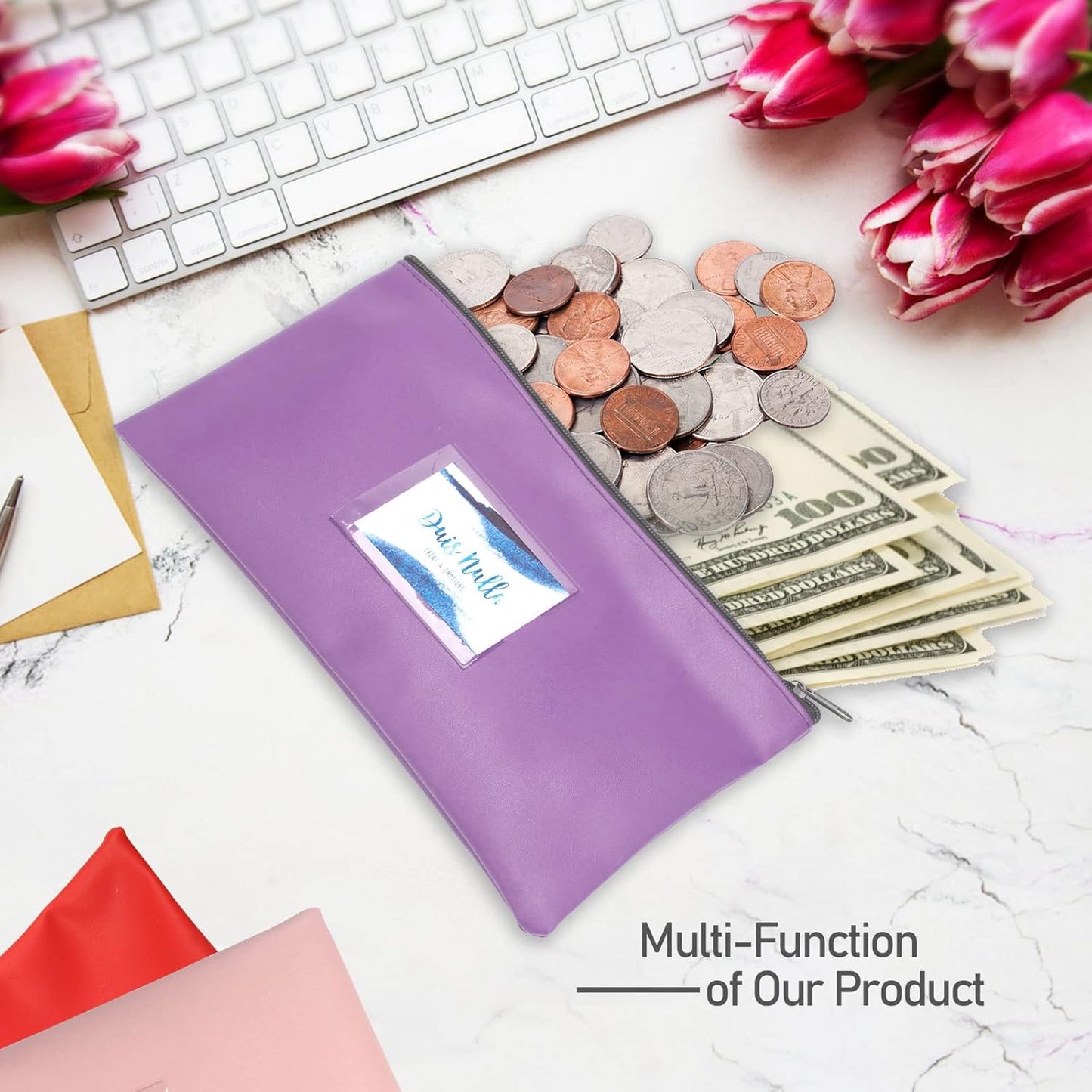 7-Day Zipper Security Bank Deposit Bags - Multi-Use Cash Pouches