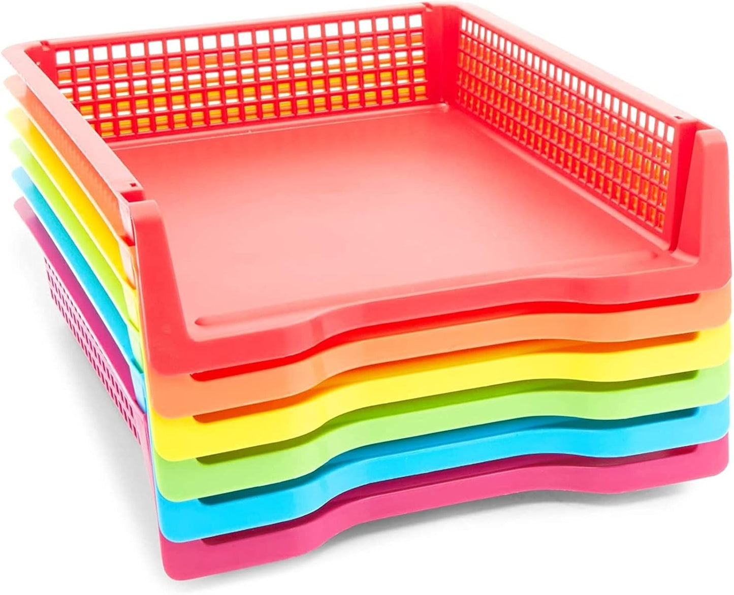 Set of 6 Colorful Rainbow Stacking Paper Trays for Organizing-CentralDepot247