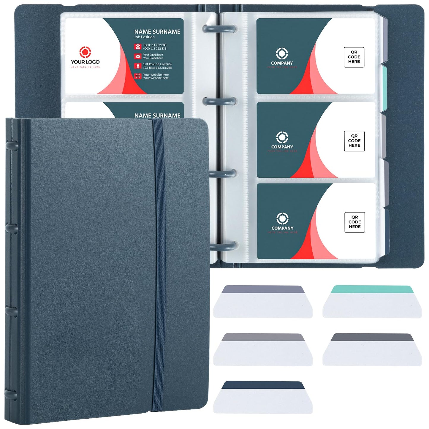 Portable Business Card Holder - Organizes 180 Cards, Black-CentralDepot247